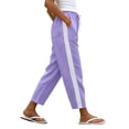 thumbnail image 2 of HongQid Casual Cropped Pants Lace Side Stripe Elastic Waist Drawstring Tapered Trousers With Pockets for Women,S, 2 of 7