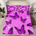 thumbnail image 2 of Feelyou Dreamy Butterfly Purple Bed Sheets for Girl, Chic Sequin Print King Sheets, Fashion Princess Style Sheet Set, Luxury Bedroom Decor, 4pcs, 2 of 7