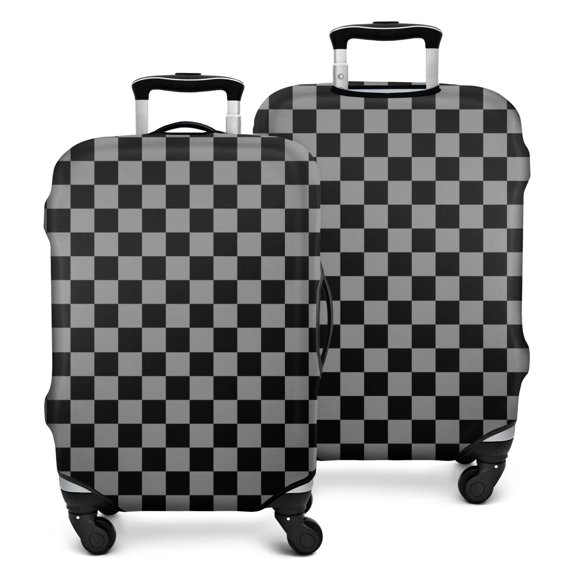 Gray and Black Checkered Pattern Luggage Cover Fashion Suitcase Cover Baggage Covers Fit 25-28 Inch Luggage (Go Travel)