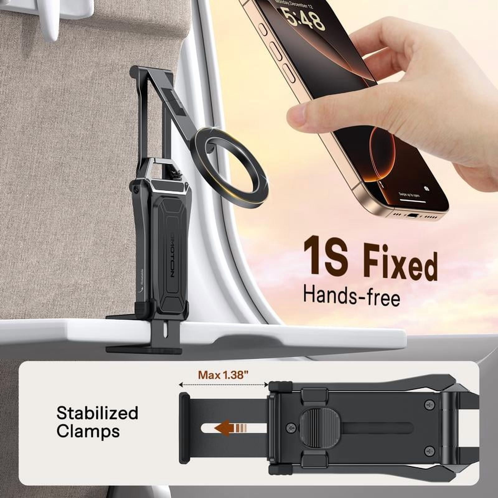 Magnetic Phone Tripod Stand - Foldable Travel Mount with 360 Rotating Shaft Adjustable Ring Grip Selfie Stick Clamping Mount & Hook for Desk Airplane Luggage Outdoor Use Smartphone Cellphone