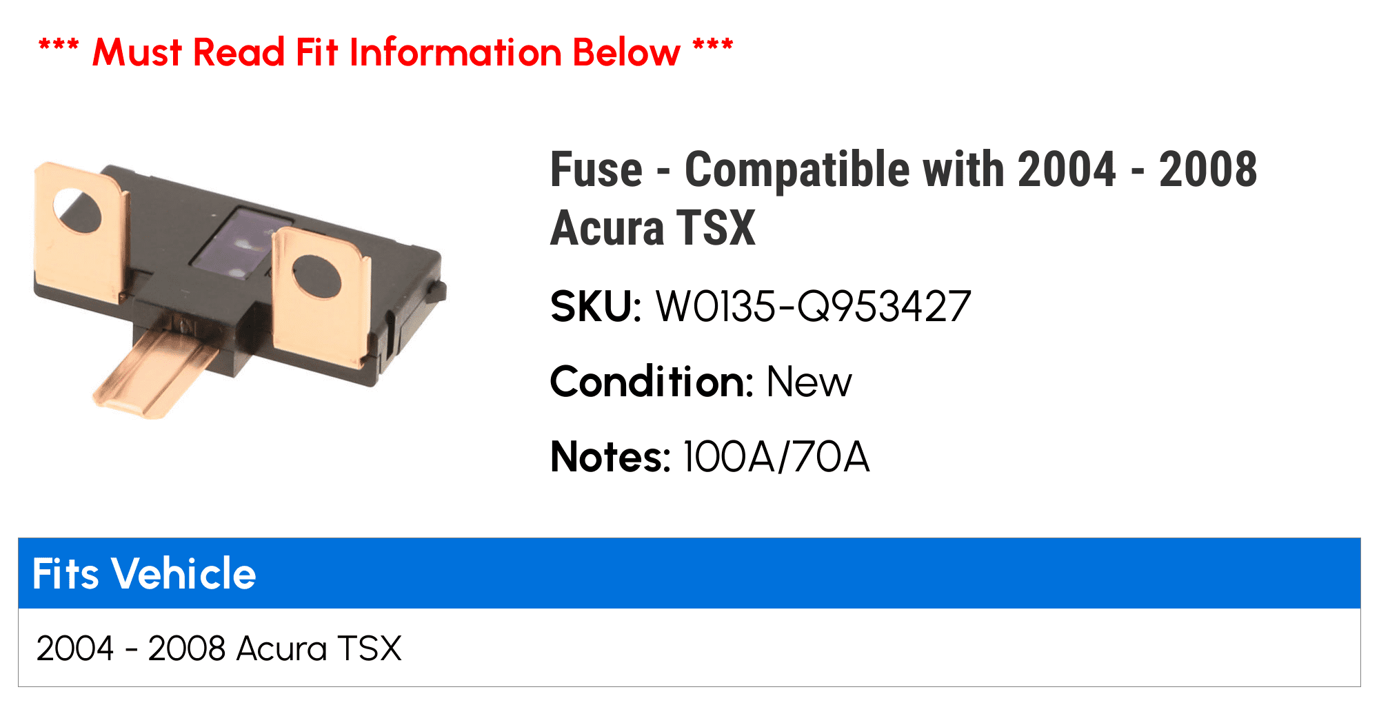 Fuse - Compatible with 2004 - 2008 Acura TSX 2005 2006 2007
