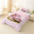 thumbnail image 2 of Erosebridal Cartoon Pink Car Twin Comforter Sets,Happy Easter Eggs Modern Geometric Lines Bedding Set For Kids Girls ,Reversible Pink 2-Piece, 2 of 7