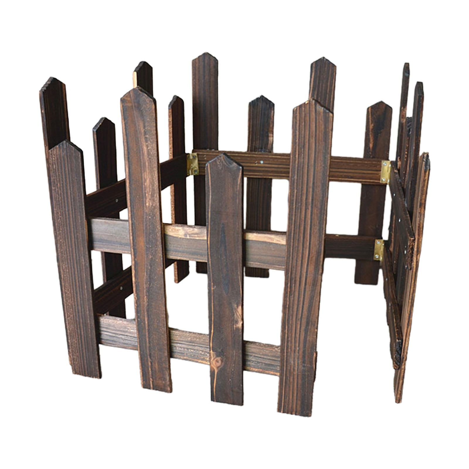 Colaxi Landscape Edging Border Fence Wood Fence DIY Gardening Wooden Garden Fence,Picket Fence for Edgings Flowerbeds, Plant Borders Brown Height 35cm