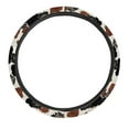 thumbnail image 2 of Kuiaobaty Full Surround Steering Wheel Cover with a Diameter of 15" Auto Steering Wheel Protector for Van Car Suv Truck Steering Wheels Accessories, Retro Brown Black Cow Daisy Flower, 2 of 6