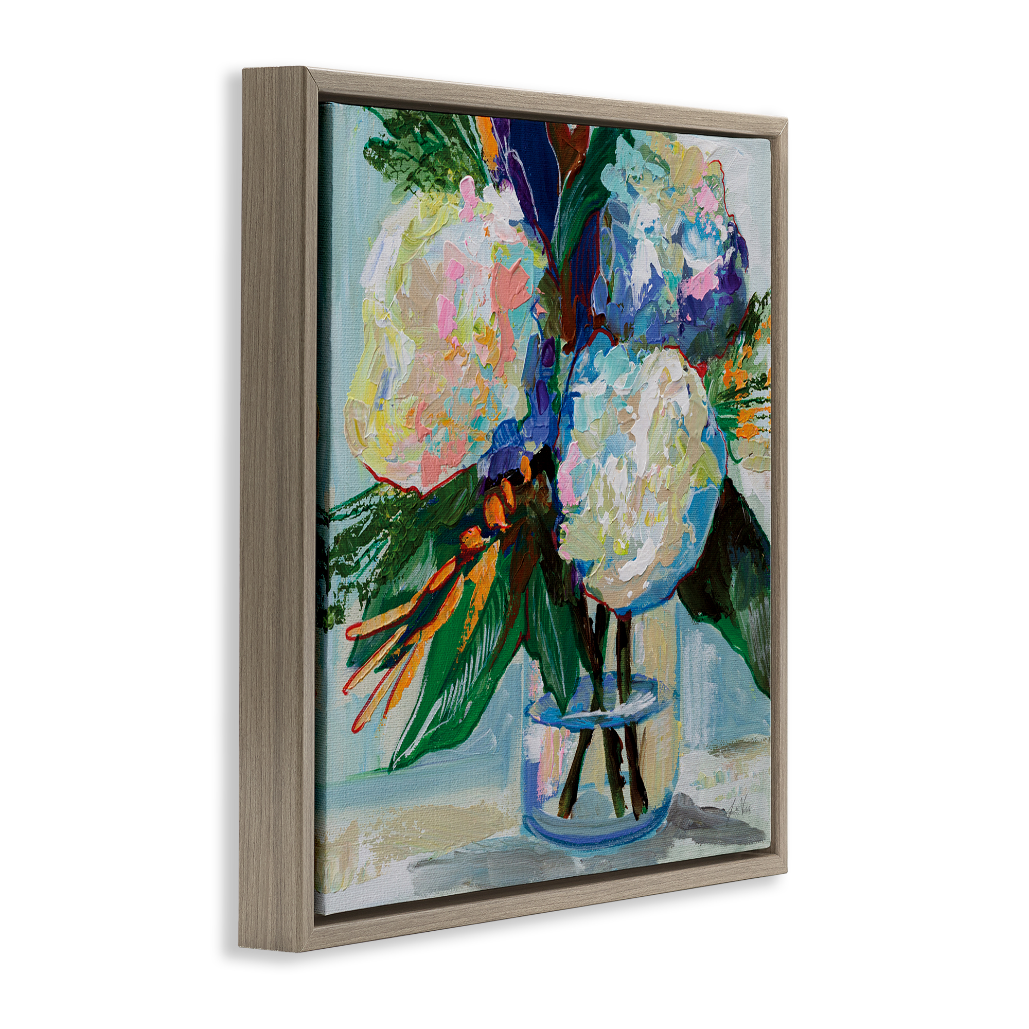 Stupell Industries Bold Summer Blooms Plants & Flowers Painting Brown Floater Framed Canvas Art Print Wall Art, 25 x 25