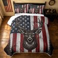 thumbnail image 2 of Manfei Country Style Moose Bed Spread Queen, Wooden American Flag Queen Coverlet Set, Gray Red, Black Reversible, 3-Piece, 1 Quilt and 2 Pillowcases, 2 of 7