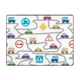 thumbnail image 2 of LNWH Cartoon Buses Cars Roads Rug for Bedroom Living Room, Non-Slip Soft Foldable Carpet, 63" x 48", 2 of 6