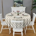 thumbnail image 2 of Beige and White Checkerboard Pattern Round Tablecloth 60"x60",Wrinkle Wipeable Table Cloth for Kitchen Dining Room Picnic Patio Party, 2 of 6
