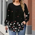 thumbnail image 2 of Kukoosong Oversized Women's Long Sleeve Shirts Crew Neck Casual Print Blouses Basic Tunic Tops Dressy T-shirt, 2 of 6