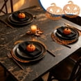 thumbnail image 5 of Racsoh 2 Pcs Halloween Pumpkin Placemat Set, Heat Resistant Hollow Out Table Mat, Non Slip Woven Placemat, for Thanksgiving Dinner Party Decor (Orange), 5 of 7