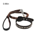 thumbnail image 3 of Conjunto de correa de cuello de cueroPET COLLAR LEASH Set Remache Cuero Collar de cuero ajustable Gargantilla para suministros para mascotas de animales medianos grandes, 2.5 kenally PT000565-01, 3 of 7