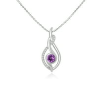 Natural Amethyst with Moissanite Twisted Infinty Knot Pendant Necklaces for Women in Sterling Silver,February Birthstone Jewelry Gift Her Birthday,Wedding Anniversary,Mothers Day,Christmas,Valentines