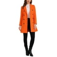 thumbnail image 2 of Abrigo de invierno para mujer INSPIRE CHIC, con solapa muesca, doble botonadura, trench coat, talla XS, color naranja claro, 2 of 6
