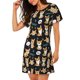 thumbnail image 2 of Easygdp Cute Dogs Corgi Camisón de manga corta para mujer, informal, estampado, 2 of 6