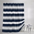 thumbnail image 3 of Navy Blue Gray Stripe Shower Curtains for Bathroom, Modern Farmhouse Horizontal Striped Waterproof Fabric Shower Curtain, Decorative Bathroom Curtain for Bathtub, 72"x72" , No Hooks Included, 3 of 9