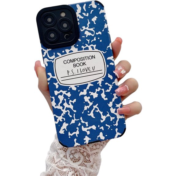 for iPhone 13 Pro Max Case(6.7 inch),Cute case with Fashion Print Label Design,Soft TPU Shockproof Protective for Women & Girls(Blue)