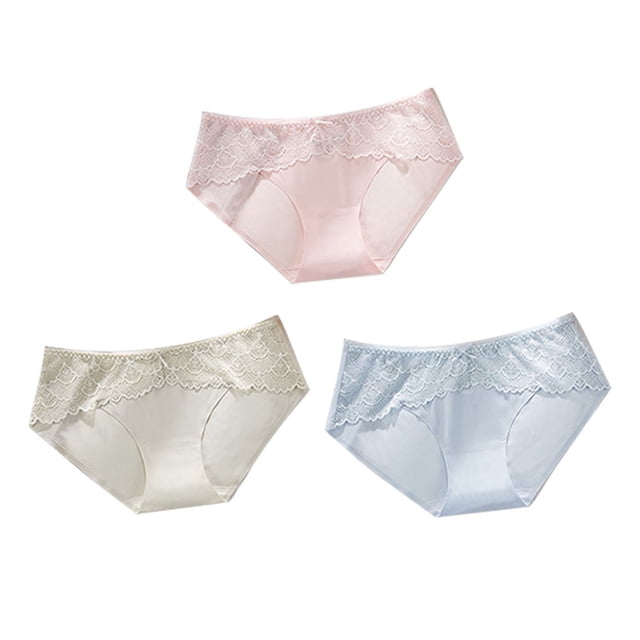 Ropa interior de encaje de seda de hielo, bragas de encaje sexy con entrepierna de algodón para mujer