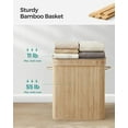 thumbnail image 5 of 100L Laundry Hamper with Lid Bamboo Laundry Basket with Liner Bag Foldable Storage Hamper with Handles Natural, 5 of 9