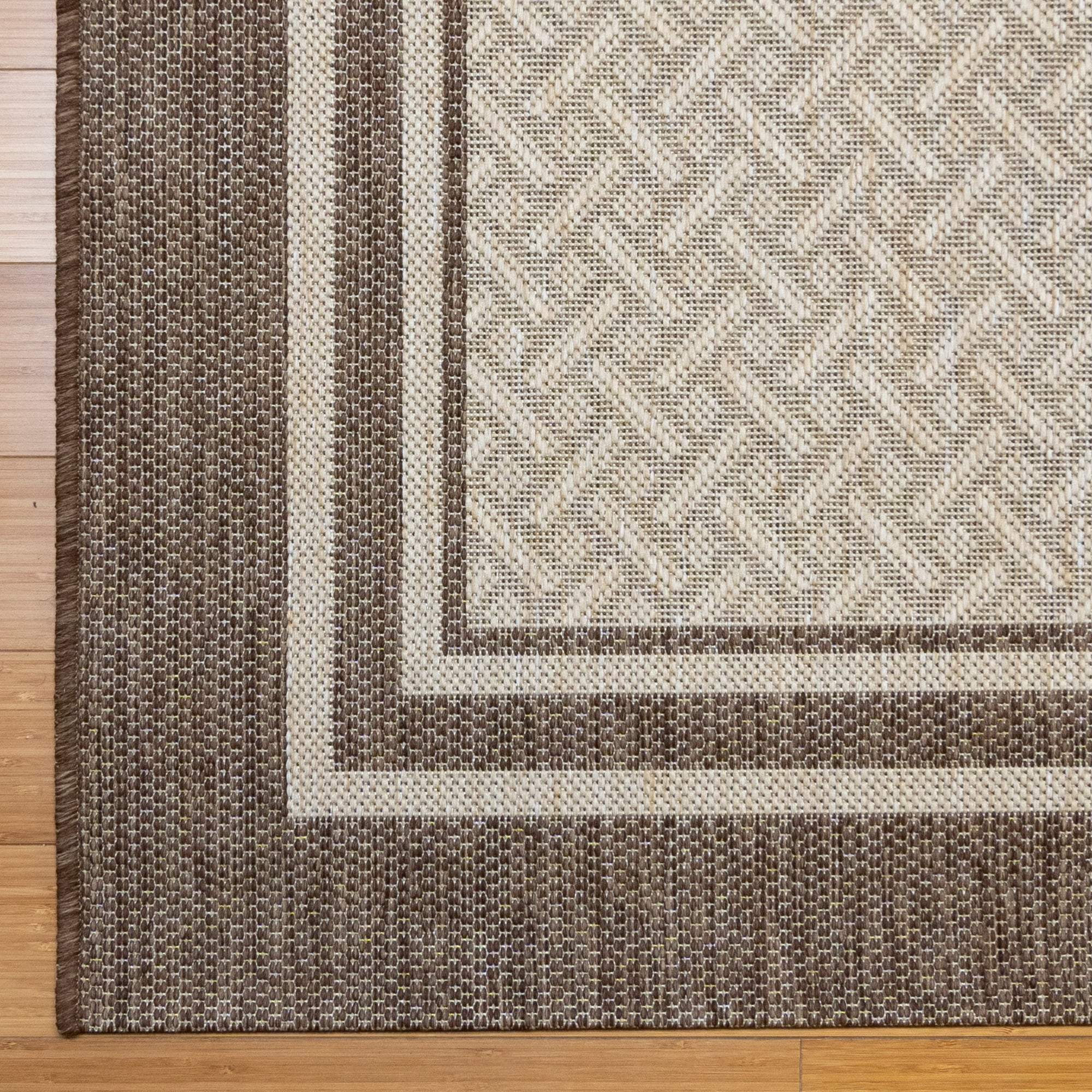 Gertmenian Paseo Soroa Classic Border Flatweave Indoor/Outdoor Area Rug 7'10"x10' - Havana/Sand