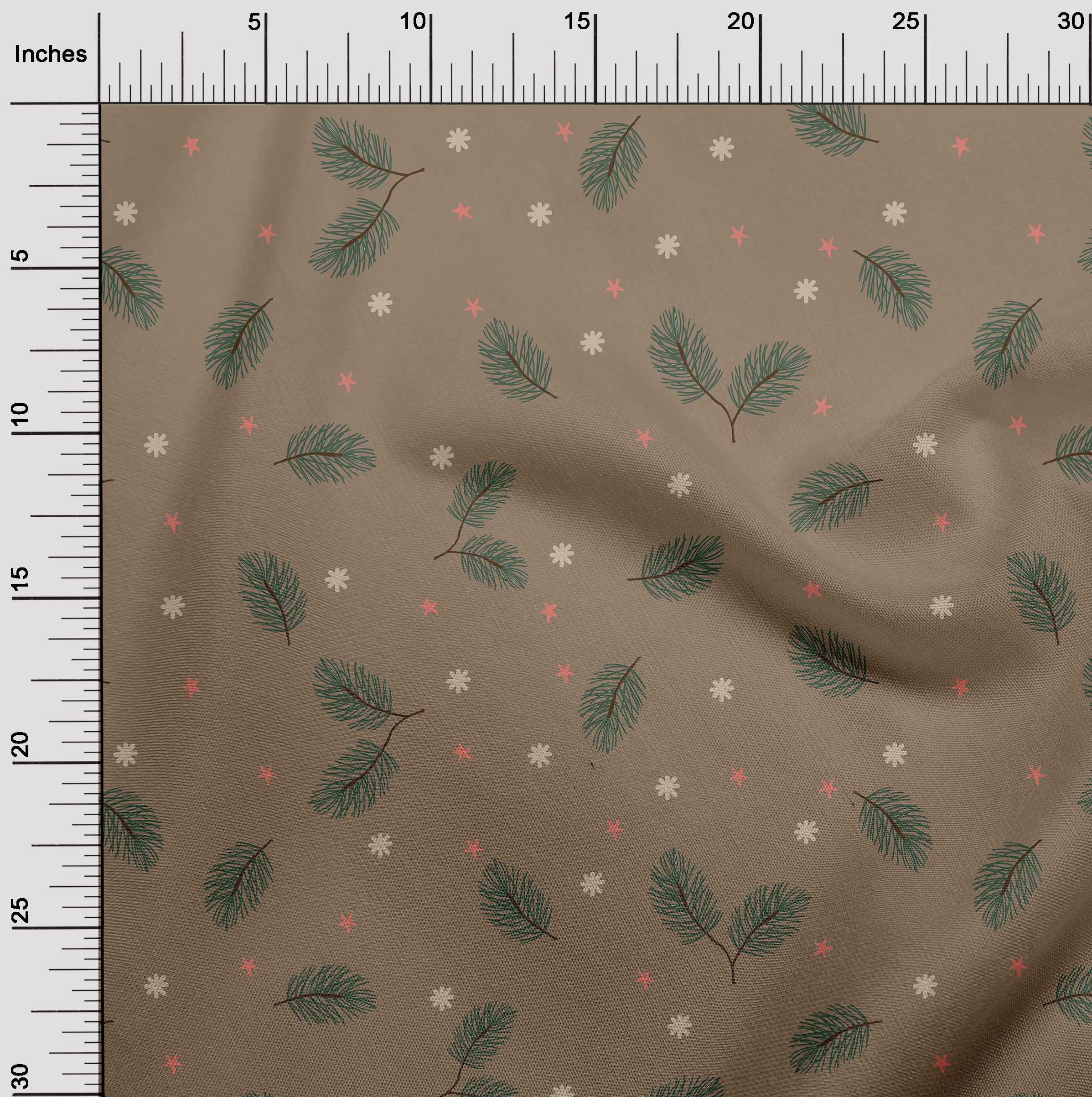 oneOone Cotton Poplin Twill Light Brown Fabric Christmas Feather Quilting Supplies Print Sewing Fabric By The Yard 56 Inch Wide
