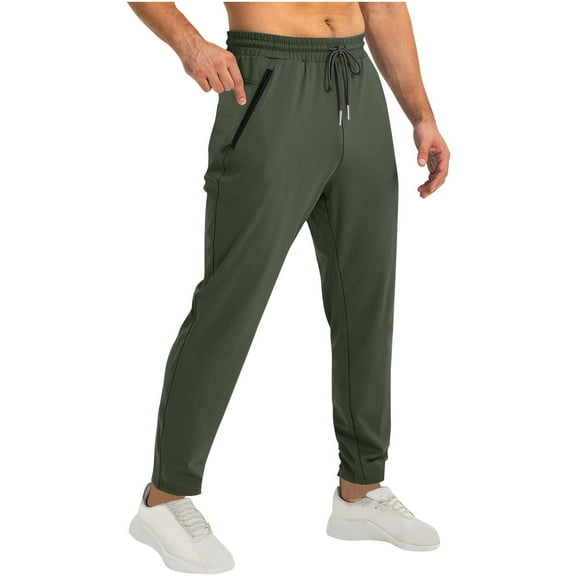 WAENQINLA Mens Sweatpants Elastic Waist Workout Athletic Pants Lightweight Drawstring Running Joggers Pant with Zipper Pockets