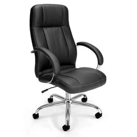 OFM Stimulus Series Model 516-LX Leatherette Executive High Back Chair with Arms, Black