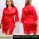 thumbnail image 2 of Pijamas de seda de hielo para mujer, ropa de dormir, camisones, rojo, negro, L XL, encaje suave, cómodo, informal, Color puro, 2 of 4
