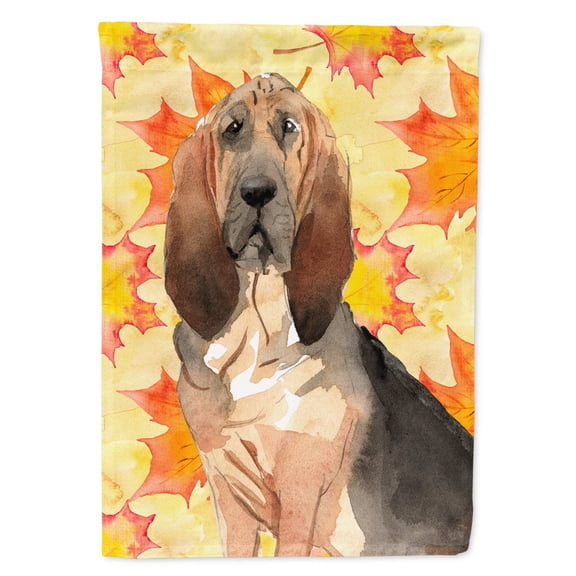 Fall Leaves Bloodhound Garden Flag