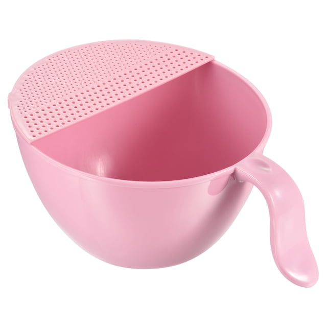Cuenco para lavar arroz, colador de cocina de PP, colador, cesta de drenaje, coladores de lavado para limpieza de frutas y verduras, cesta de colador, color rosa
