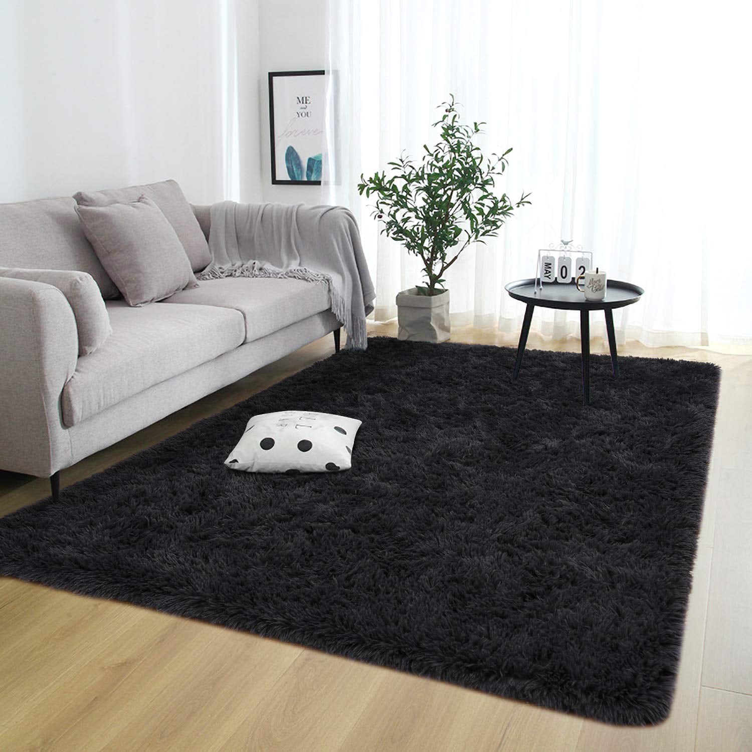Rostyle Super Soft Fluffy Area Rugs For, Black And Rug Living Room