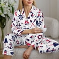 thumbnail image 6 of Pajama Sets for Women 2 Pcs, Sailing Marine Travel Button Down Long Sleeve Sleepwear Lounge PJ Sets, 6 of 6