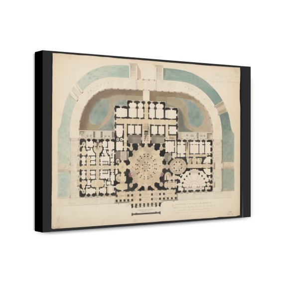 Canvas Print: United States Capitol, Washington, D.C. Basement Floor Plan, circa