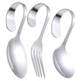 thumbnail image 4 of Ensemble de 3 Cuillères et Fourchettes à Manche Courbé Cuillères de Service Couverts en Acier Inoxydable, 4 of 5