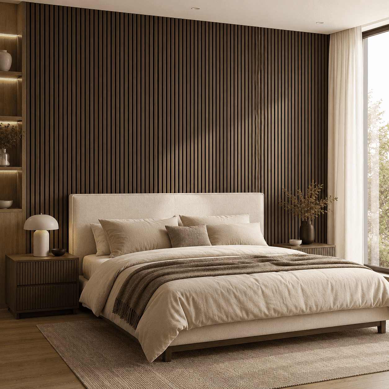 2-Pack Wood Slat Acoustic Wall Panels, 24" x 94.3" MDF Slat Wall Paneling for Modern Interior Wall Decor, Sound Absorbing Accent Panels, 31.4 Sq. Ft,American Walnut