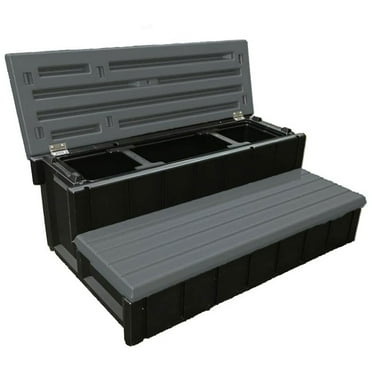 Confer Plastics Leisure Accents Outdoor Spa Hot Tub Storage Steps,Deep Gray