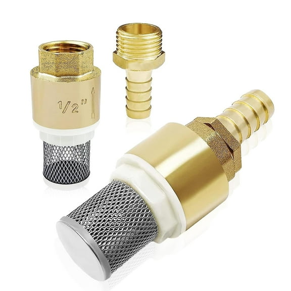 1/2inch Filter Brass Foot Valves Check Valves with Hose Connection for Suction Hose, Handle Pool Easy to Use