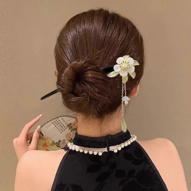 Horquilla hecha a mano estilo antiguo horquilla clásica de ébano horquilla elegante estilo Tang estilo nacional Mulan