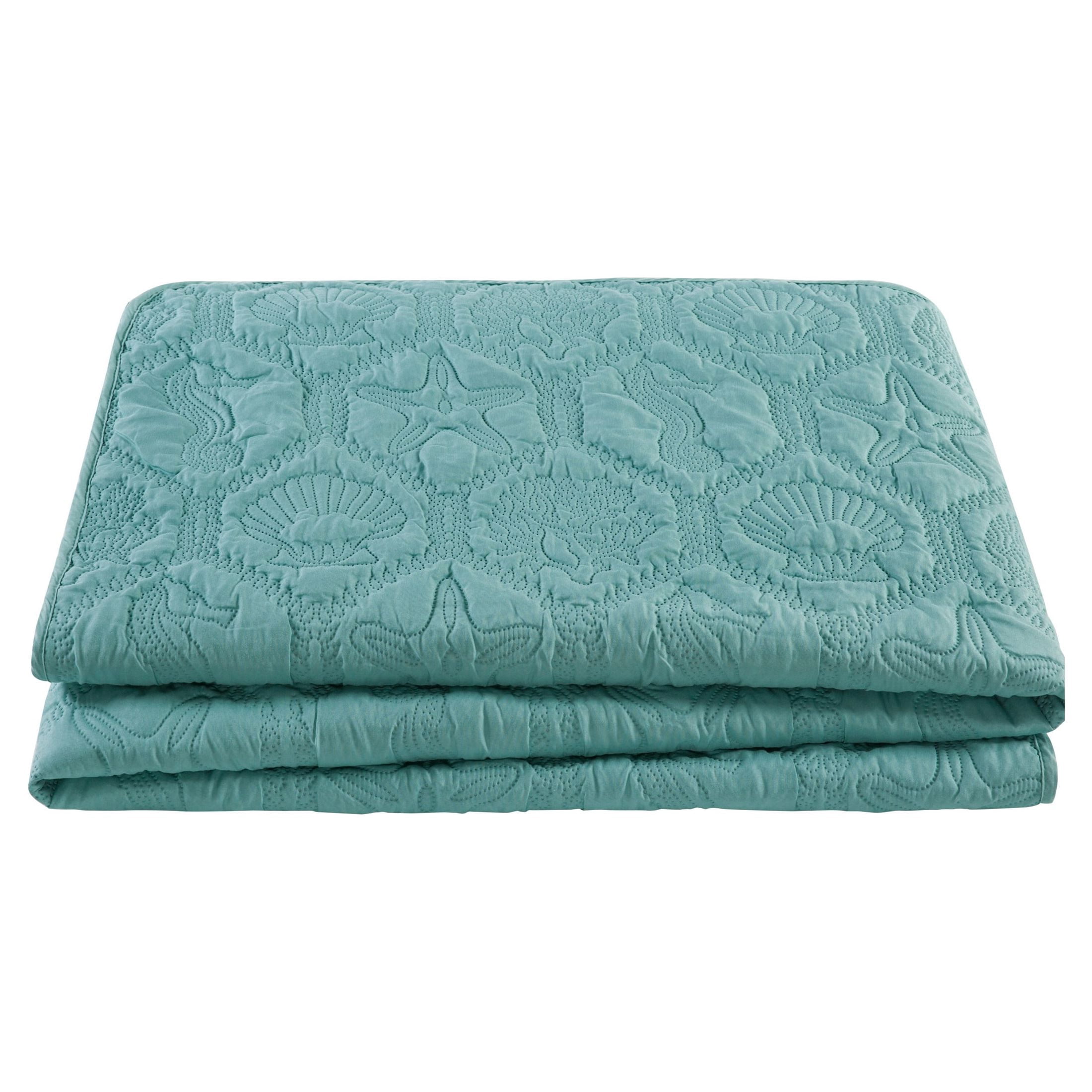 VCNY Home Shore Coastal 3-Piece Blue Textured Sealife Quilt Set, King, Adult, Unisex