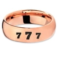 thumbnail image 2 of Tungsten Lucky Number Seven Band Ring 7mm Men Women Comfort Fit 18k Rose Gold Dome Polished, 2 of 4