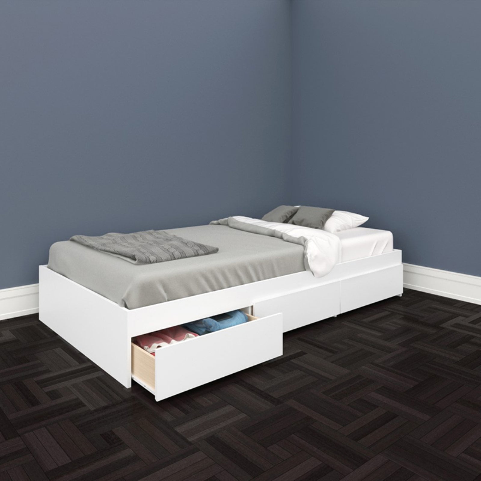 Nexera Blvd 3 Drawer Storage Bed in WhiteFull