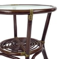 thumbnail image 6 of Leo Round Coffee Table w/ Glass Top Natural Rattan Wicker ECO Handmade, Dark Brown, 6 of 7