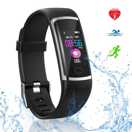 Allaugh Montre Traqueur de Mise en Forme, Montre d'Activité Santé Exercice avec Moniteur de Fréquence Cardiaque Étanche IP68 Bracelet Intelligent de Mise en Forme avec Moniteur de Sommeil, Montre Podomètre Compteur de Pas pour Adultes (Argent)