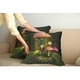 thumbnail image 2 of Ambesonne Fantasy Throw Pillow Cover 2 Pack, Giant Mushroom and Elve, 20", Green Coral, 2 of 7