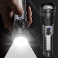 thumbnail image 2 of Linterna LED USB Recargable Modelo A70 | Lúmenes altos 800-20000LM | 5 modos ajustables | Resistente al agua IPX5 | Alcance de 1000-1500 m | Zoom telescópico | Batería de 1200 mAh | Aleación de, 2 of 8