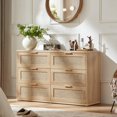 thumbnail image 4 of LEYAOYAO 2-Piece Rattan Bedroom Furniture Set, 48" Wide 6 Drawer Dresser and 3 Drawer Nightstand with Charging Station, Natural, 4 of 9