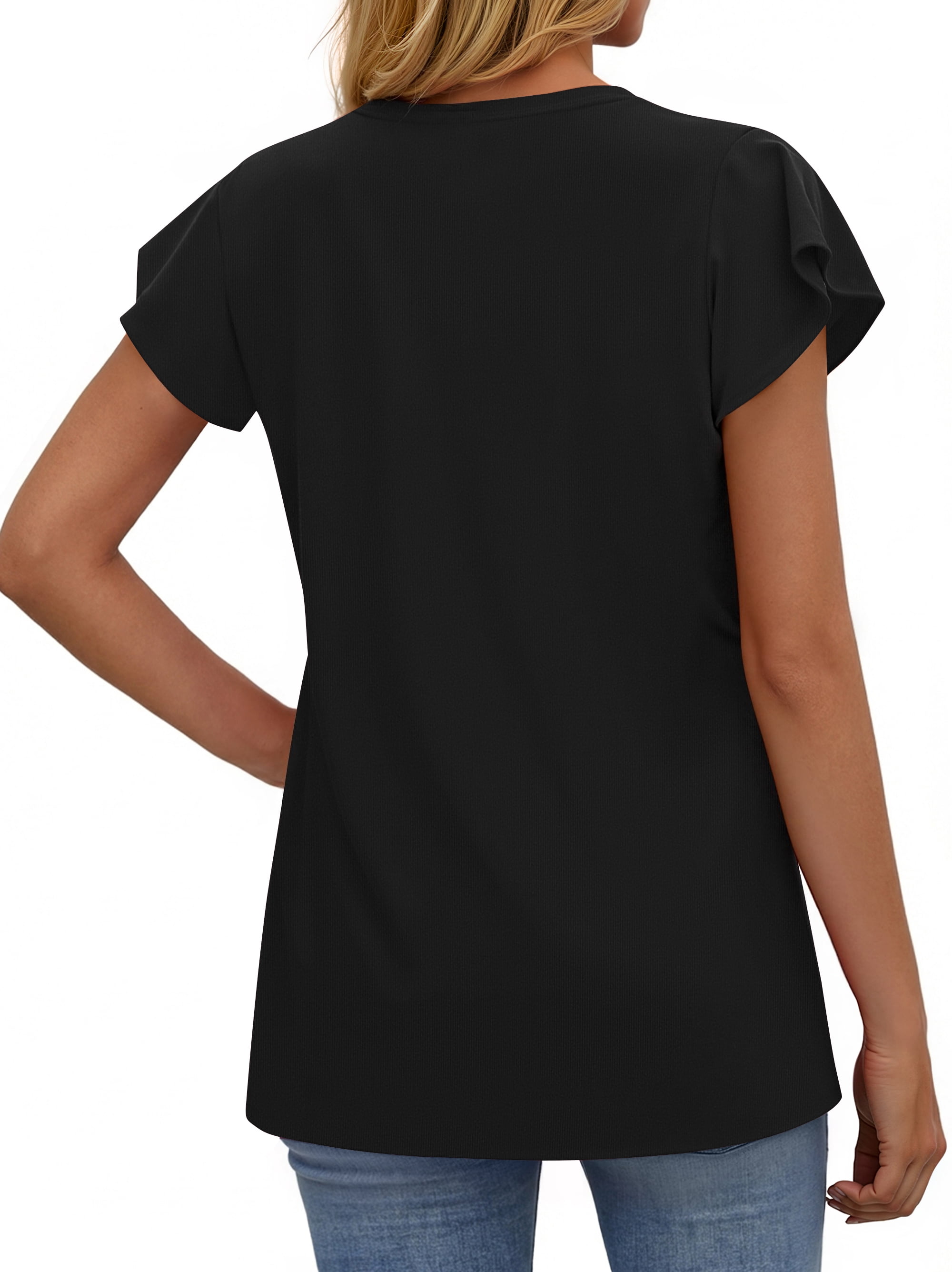 Fantaslook Womens Tops V Neck Short Sleeve Summer Shirts Babydoll Peplum Tops Tunic Dressy Casual Blouses