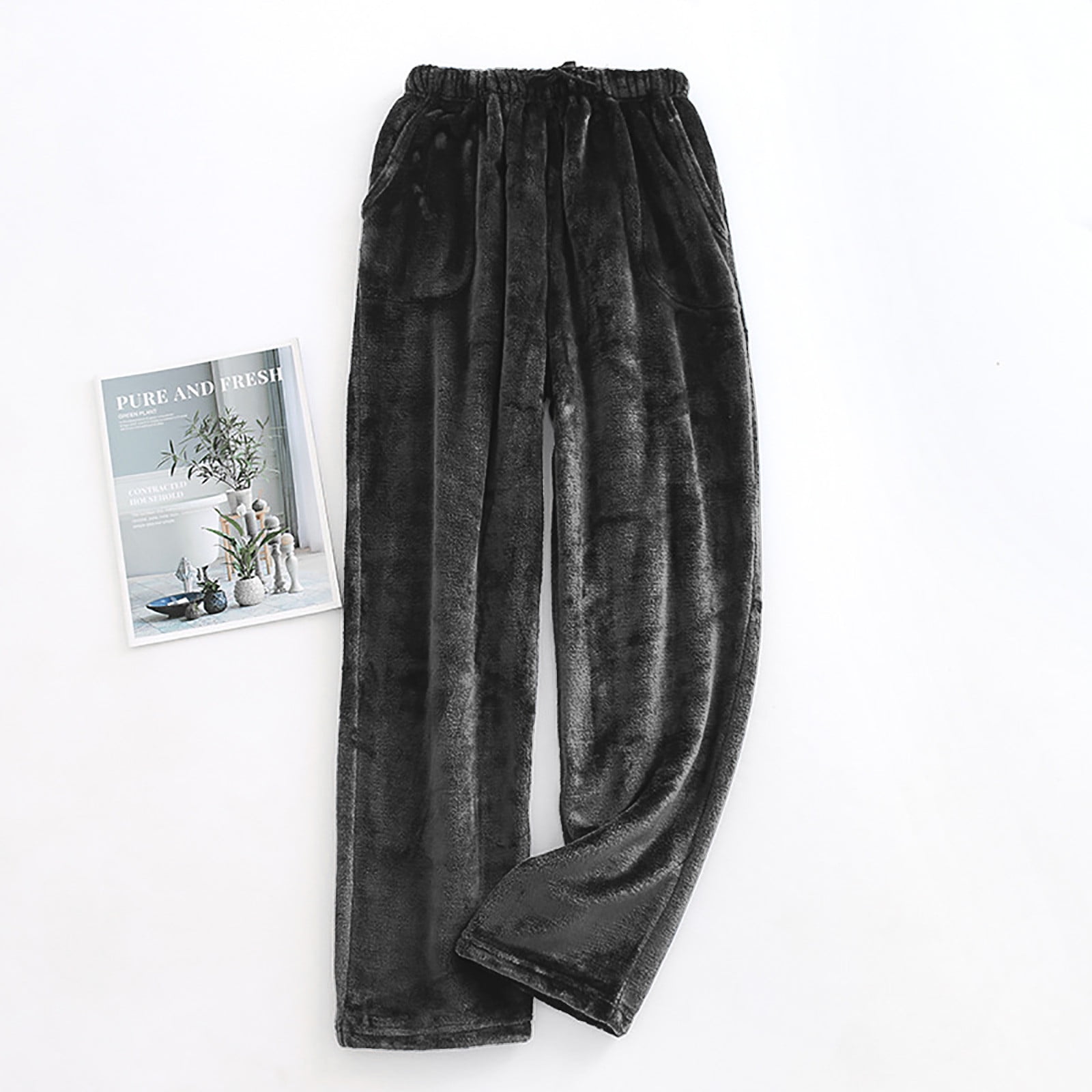 Pantalon De Pyjama Femme Flanelle épais Avec Poches - Grande Taille, Chaud Pour L’hiver, Confort Doux Et Ample - 3
