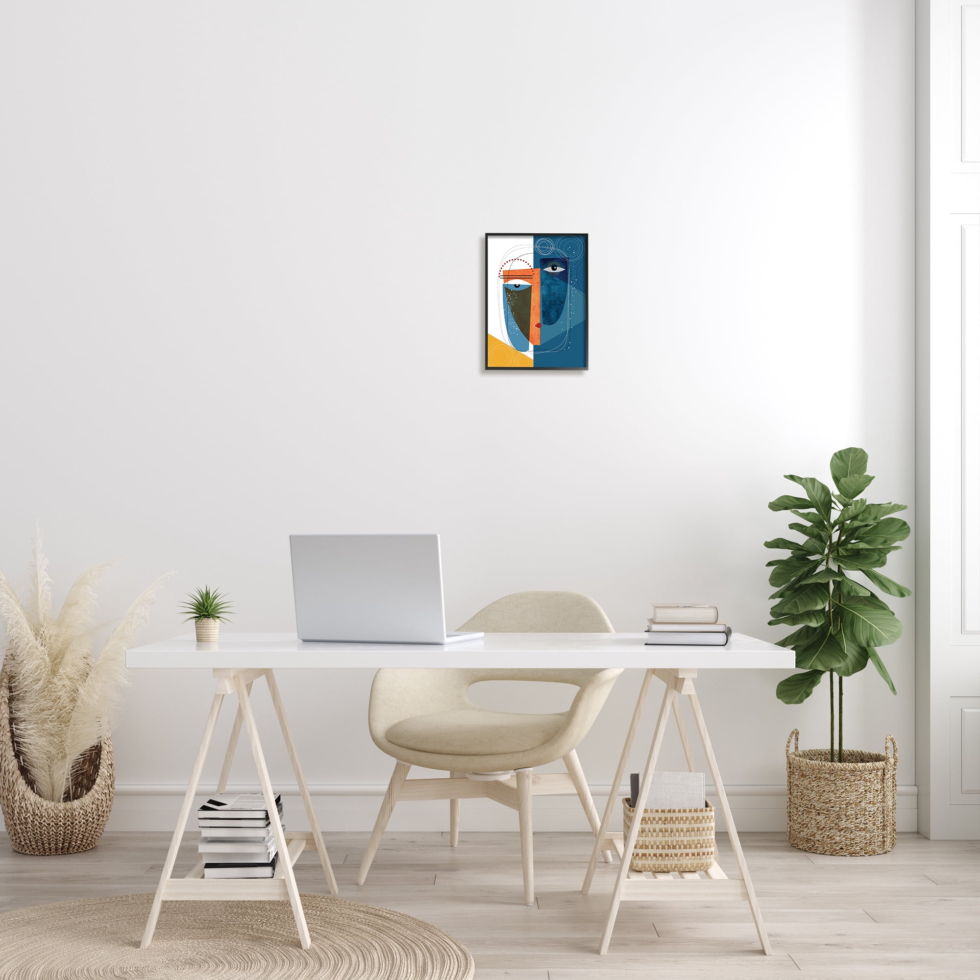 Stupell Industries Modern Facial Abstraction Contrasting Deco Eye Shapes, 11 x 14, Designed by Ishita Banerjee