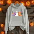 thumbnail image 2 of Hoodie Women Boo Hoodies Halloween Pullover Sweatshirt Long Sleeve Streetwear Womens Hooded Sweatshirt Light Gray XXL, 2 of 4