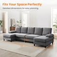 thumbnail image 2 of Puremind 114" W U Shaped Sectional Sofa, 4 Seater Sofa with Double Chaise, Linen Upholstered Sleeper Couch for Living Room/Home/Office, Light Gray, 2 of 6